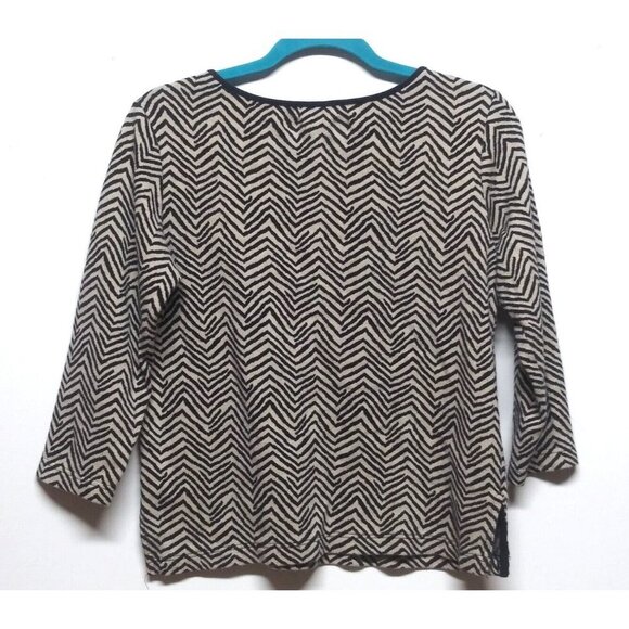 JOAN VASS STUDIO top thick knit stretch pullover sweater Sz M geometric zigzag - Picture 8 of 9